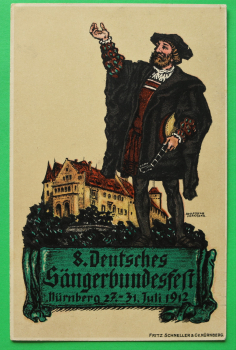 AK Nürnberg / 1912 / Litho / Künstler Karte Adolf Oscar Hoffmann / 8. Deutsches Sängerbund Fest